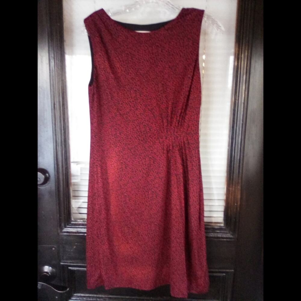 Loft Red and Black Leopard Print Dress Office Career Small